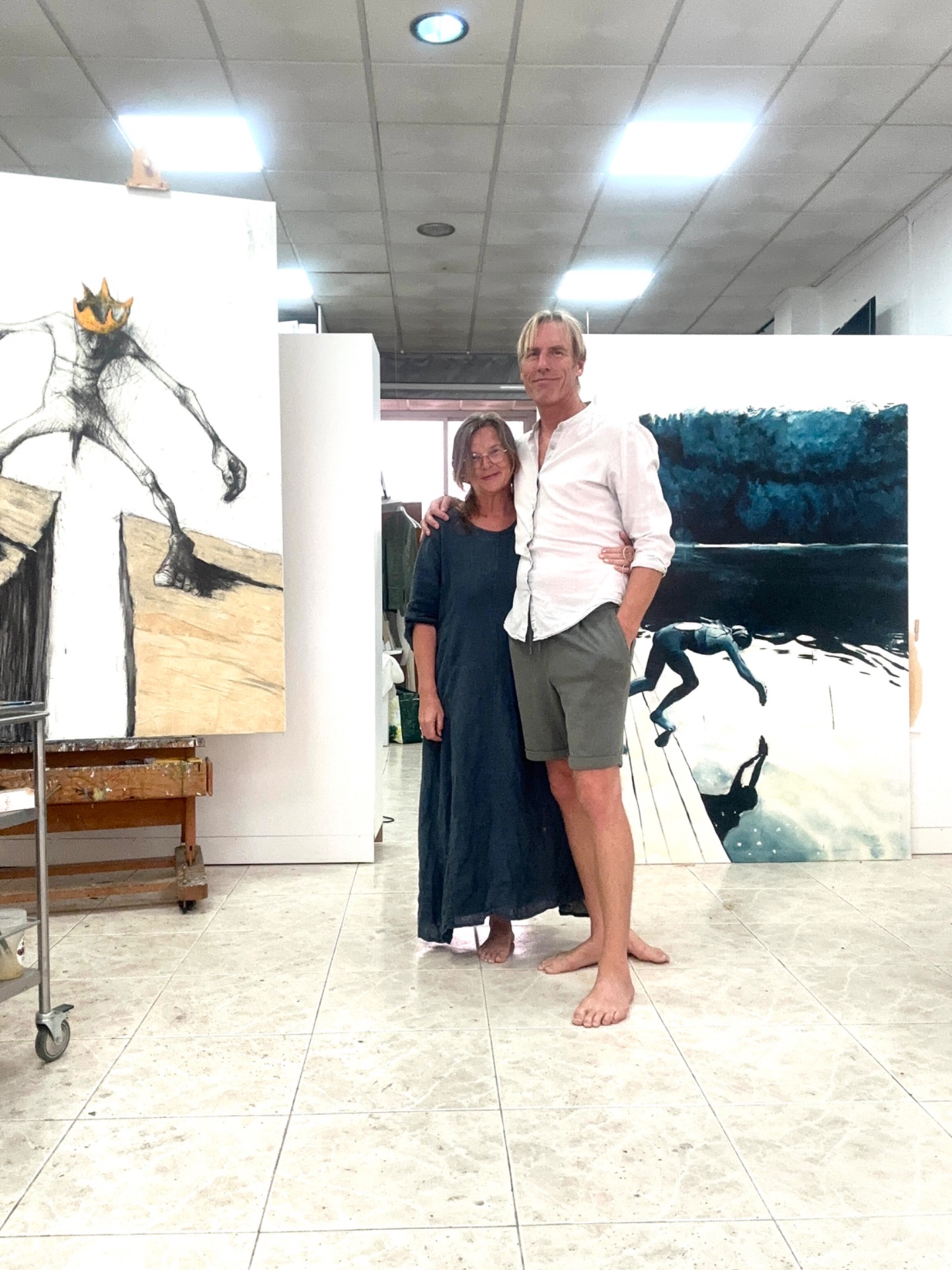 Orion Righard og Ingrid Forfang i atelieret i Torrevieja